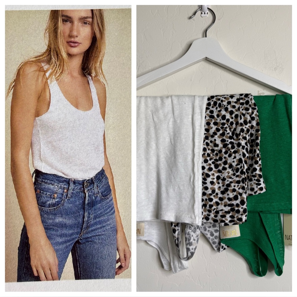 Nation LTD NWT Paz Scoop Slub Knit Tank BUNDLE Basic Capsule Animal Print Casual